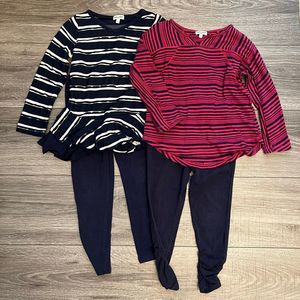 Splendid Girls Tops Leggings Outfits size 4 5 Blue Pink Mix Match Stripe Soft